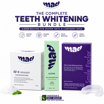 MAD Dental 3X Purple Strips + MAD Whitening Foam AND PAP+  Whitening Powder (3 Lac+ Orders Dispatched 🏆)
