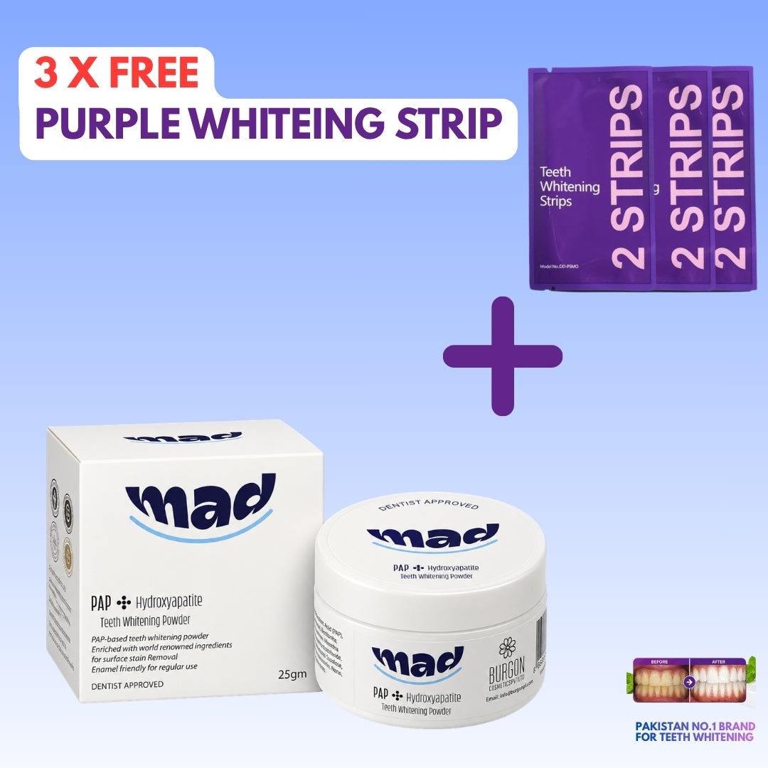 MAD PURPLE Strips with Whitening Powder Bundle + 3 X FREE Purple Colour Corrector Strip (20 Lac+ Orders Dispatched 🏆)