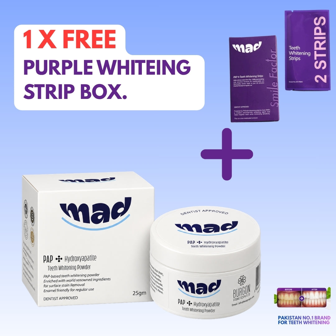MAD PURPLE Strips with Whitening Powder Bundle + 3 X FREE Purple Colour Corrector Strip (20 Lac+ Orders Dispatched 🏆)